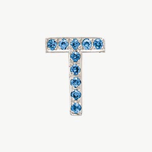 White Gold, Blue Diamond Letter Bead - Roxanne First