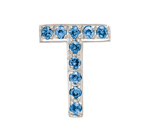 White Gold, Blue Diamond Letter Bead - Roxanne First