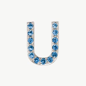 White Gold, Blue Diamond Letter Bead - Roxanne First