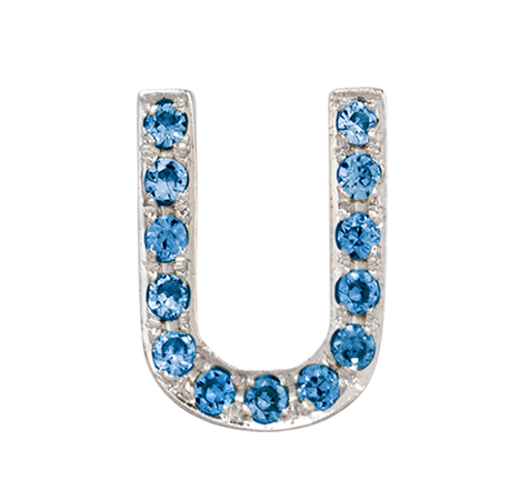 White Gold, Blue Diamond Letter Bead - Roxanne First