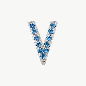 White Gold, Blue Diamond Letter Bead - Roxanne First