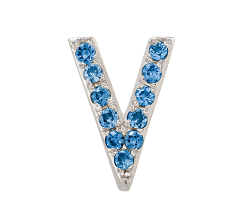 White Gold, Blue Diamond Letter Bead - Roxanne First