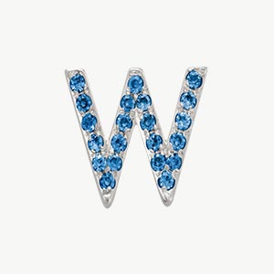 White Gold, Blue Diamond Letter Bead