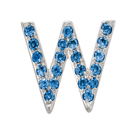 White Gold, Blue Diamond Letter Bead - Roxanne First