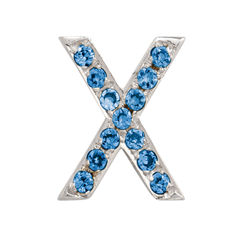 White Gold, Blue Diamond Letter Bead - Roxanne First