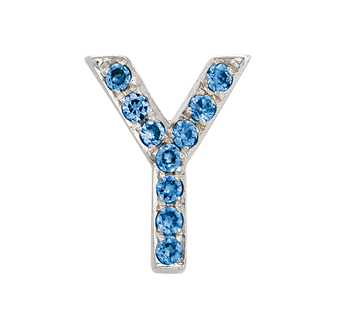 White Gold, Blue Diamond Letter Bead - Roxanne First