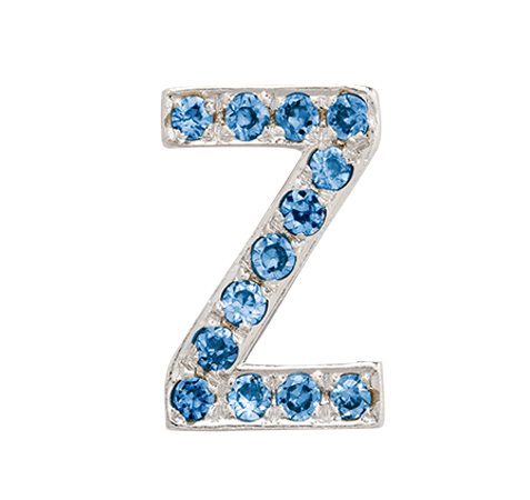 White Gold, Blue Diamond Letter Bead - Roxanne First