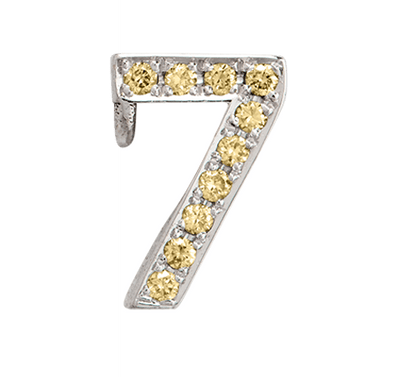 White Gold, Yellow Sapphire Number Bead - Roxanne First