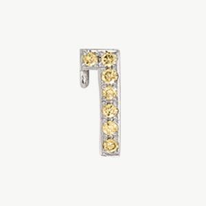 White Gold, Yellow Sapphire Number Bead - Roxanne First