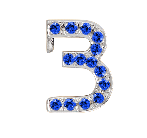 White Gold, Blue Sapphire Number Bead - Roxanne First