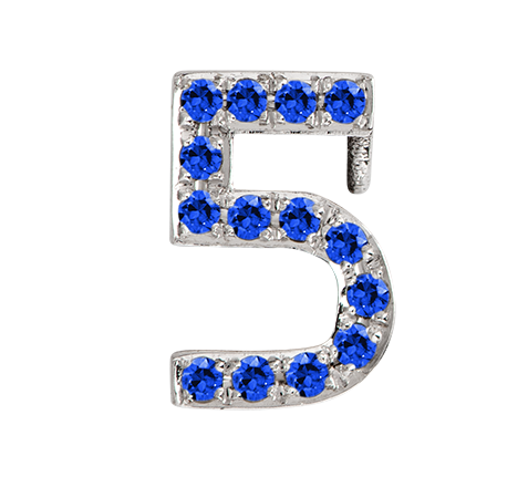 White Gold, Blue Sapphire Number Bead - Roxanne First