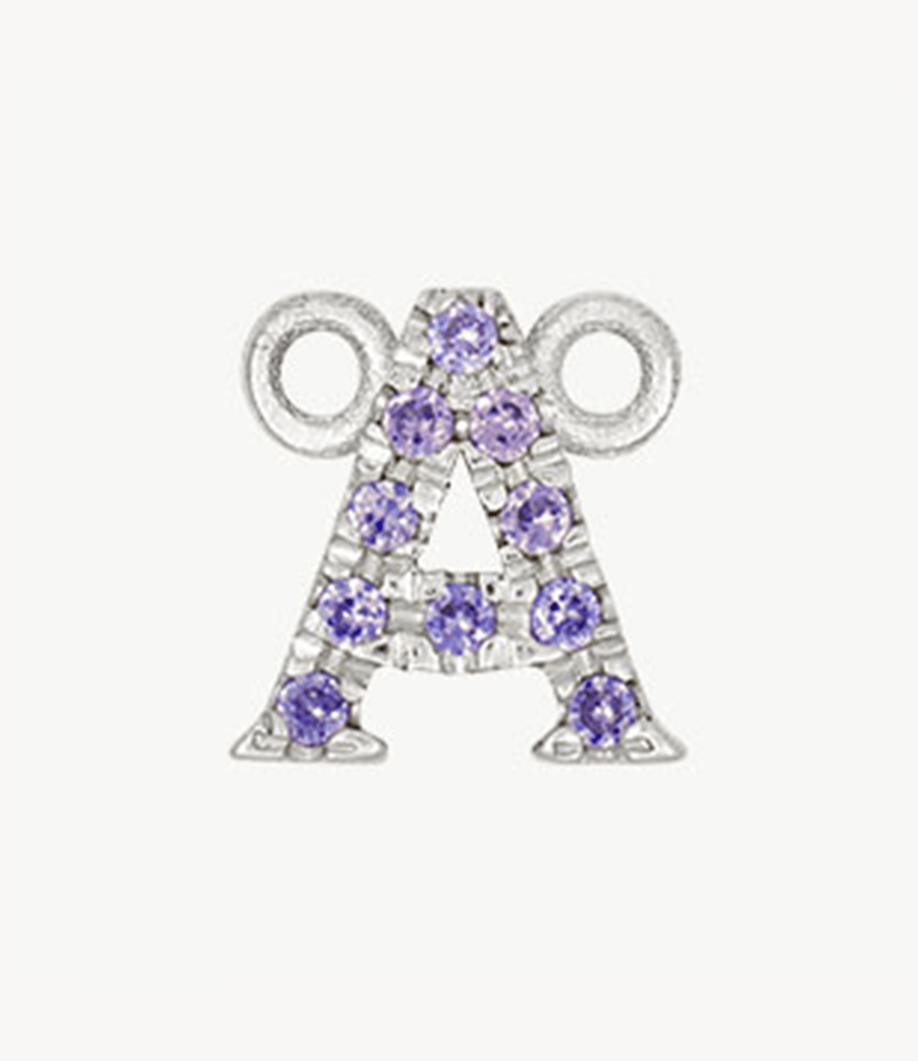 White Gold, Lilac Sapphire Letter - Roxanne First