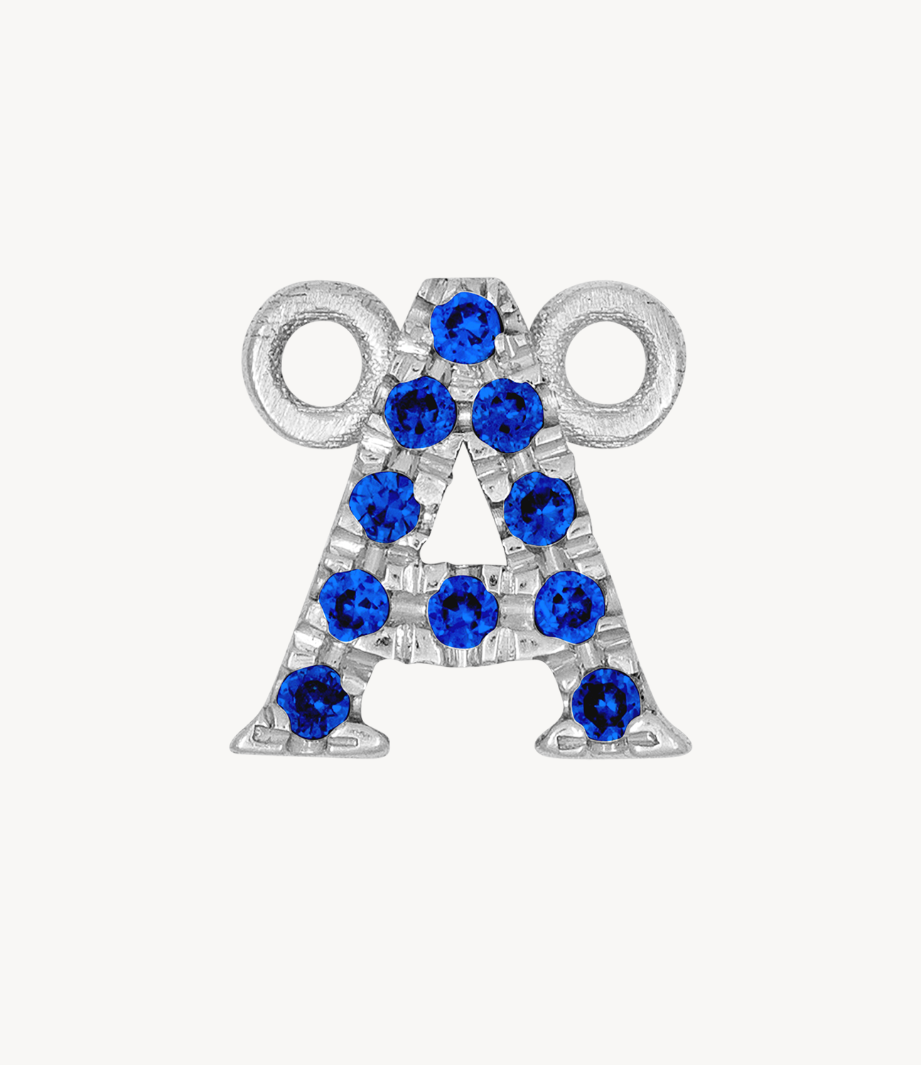 White Gold, Blue Sapphire Letter - Roxanne First