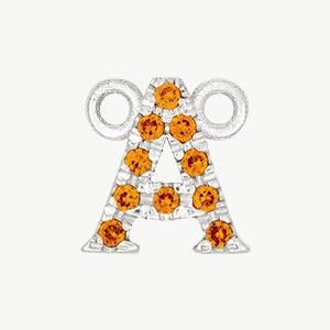 White Gold, Orange Sapphire Letter - Roxanne First