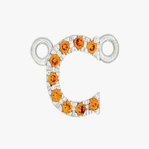 White Gold, Orange Sapphire Letter - Roxanne First