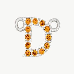 White Gold, Orange Sapphire Letter - Roxanne First