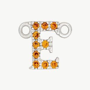 White Gold, Orange Sapphire Letter - Roxanne First