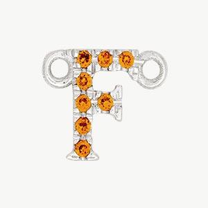 White Gold, Orange Sapphire Letter - Roxanne First