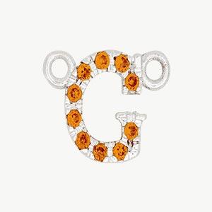 White Gold, Orange Sapphire Letter - Roxanne First