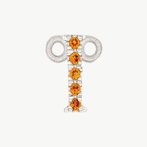 White Gold, Orange Sapphire Letter - Roxanne First