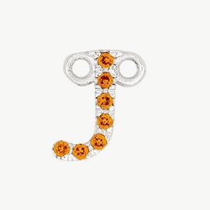 White Gold, Orange Sapphire Letter - Roxanne First