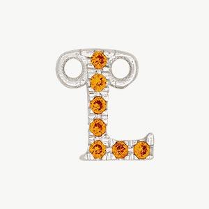 White Gold, Orange Sapphire Letter - Roxanne First