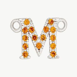 White Gold, Orange Sapphire Letter - Roxanne First