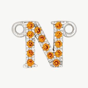 White Gold, Orange Sapphire Letter - Roxanne First