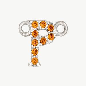 White Gold, Orange Sapphire Letter - Roxanne First