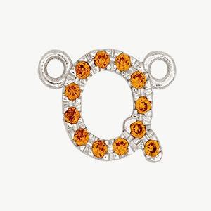 White Gold, Orange Sapphire Letter - Roxanne First