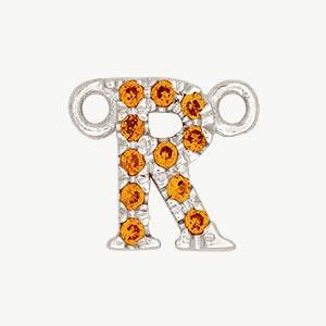 White Gold, Orange Sapphire Letter - Roxanne First