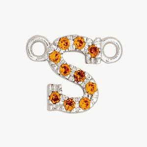 White Gold, Orange Sapphire Letter - Roxanne First