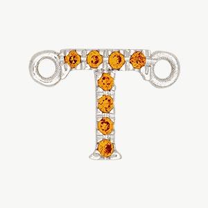 White Gold, Orange Sapphire Letter - Roxanne First