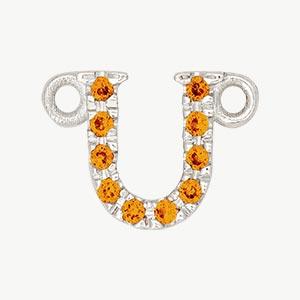 White Gold, Orange Sapphire Letter - Roxanne First