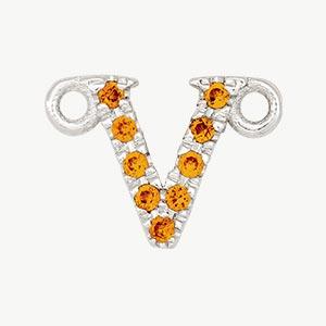 White Gold, Orange Sapphire Letter - Roxanne First