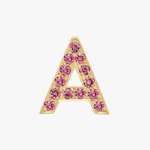 Yellow Gold, Pink Sapphire Letter Bead - Roxanne First