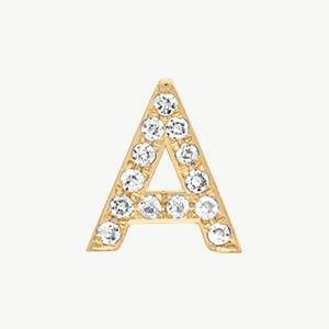 Yellow Gold, White Diamond Letter Bead - Roxanne First