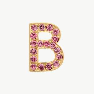 Yellow Gold, Pink Sapphire Letter Bead - Roxanne First