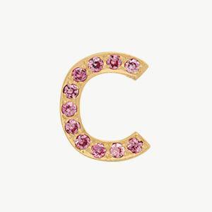 Yellow Gold, Pink Sapphire Letter Bead - Roxanne First