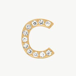 Yellow Gold, White Diamond Letter Bead - Roxanne First