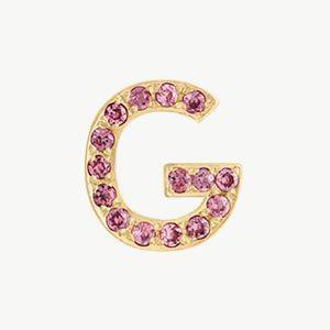 Yellow Gold, Pink Sapphire Letter Bead - Roxanne First