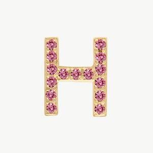 Yellow Gold, Pink Sapphire Letter Bead - Roxanne First