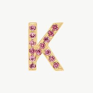 Yellow Gold, Pink Sapphire Letter Bead - Roxanne First