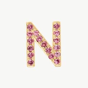 Yellow Gold, Pink Sapphire Letter Bead - Roxanne First