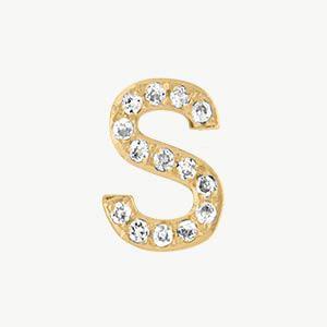 Yellow Gold, White Diamond Letter Bead - Roxanne First