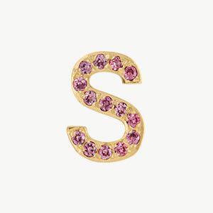 Yellow Gold, Pink Sapphire Letter Bead - Roxanne First