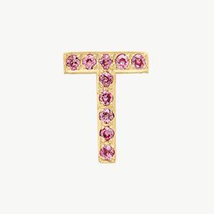 Yellow Gold, Pink Sapphire Letter Bead - Roxanne First