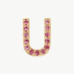 Yellow Gold, Pink Sapphire Letter Bead - Roxanne First