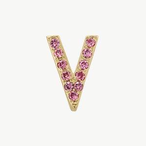 Yellow Gold, Pink Sapphire Letter Bead - Roxanne First