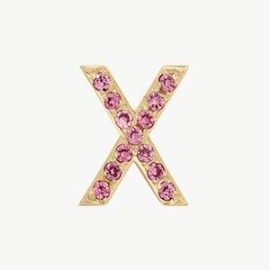 Yellow Gold, Pink Sapphire Letter Bead